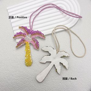 Fashion Coconut Tree Pendant PU Leather Keychain Handbag Decoration Charms Portable Car Mirror Keyring Middle Eastern <b>Gift</b> - Product Image 4