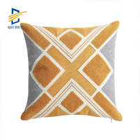 Coussin de bureau Innermor 18x18 pouces, luxe moderne, style nordique géométrique, broderie cousue, turquoise, or, jaune, toutes saisons
