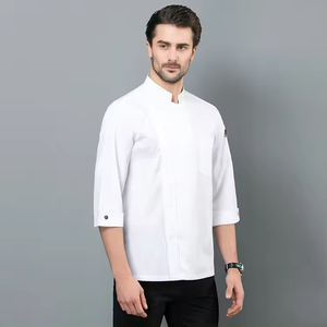 Fabricación personalizada de poliéster algodón Chef chaquetas transpirable cocina Hotel restaurante cafetería Catering Chef <span class=keywords><strong>camarero</strong></span> - Product Image 2