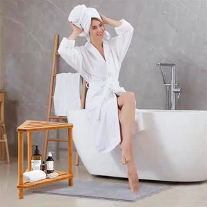 Tabouret de salle de bain Jiasheng à double couche en bambou avec étagère de rangement pour la douche et le changement de chaussures - Product Image 1