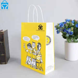 Custom printing wholesale luxury craft flat bottom kraft paper carry bag shopping bags for clothing air pillow take away
