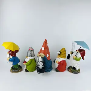 Paraguas de resina que brilla en la lluvia para decoración del jardín, estatua de resina con manómetro de plástico