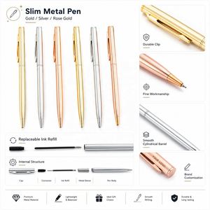 Bolígrafo de Metal de Lujo, Color Oro Rosa, Grabado de Logotipo Personalizado, Bolígrafo Promocional para Oficina, Escritura, Fabricación OEM, Venta al Por Mayor - Product Image 2