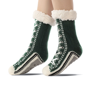Chaussettes de sol femmes hiver chaud en peluche antidérapant maison dormir doux femme sol poignée floue <span class=keywords><strong>pantoufle</strong></span> chaussette courte drôle fermeture éclair - Product Image 4