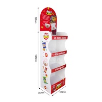 Support de présentation au sol en carton ondulé personnalisé, écologique, à 4 niveaux, pour bonbons et biscuits, destiné aux magasins de vente au détail de snacks