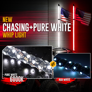 Lampes LED Whip RGB+W Pure White de 2 à 6 pieds avec application et télécommande pour SXS UTV ATV Polaris RZR <span class=keywords><strong>Canam</strong></span> X3 Maverick Jeep 4X4 - Product Image 3