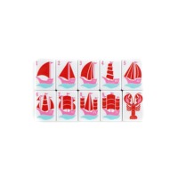 Tuiles de Mahjong en Acrylique à Motifs Marins et de Dessins Animés, Robustes, Lisses, Imprimées à la Main, Blanches, Kit Complet en Boîte Cadeau pour l'Été et la Plage