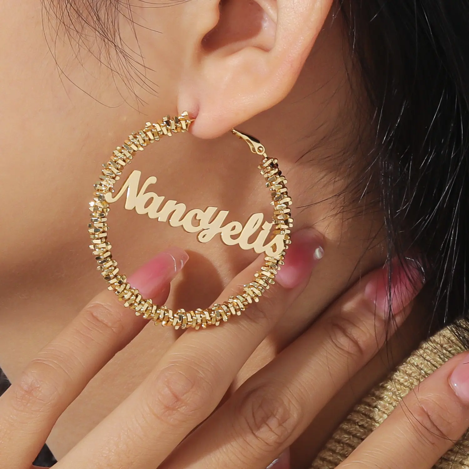 Fashion Jewelry Earrings Custom Hoop Name Earrings Golden Cluster Buds Female Earring Jewelry For Women GiftFor Girls