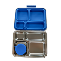 Boîte à lunch bento pour enfants en acier inoxydable 1240 ml, 4 compartiments, anti-fuite, récipient alimentaire en métal pour l'école et le bureau, sans BPA
