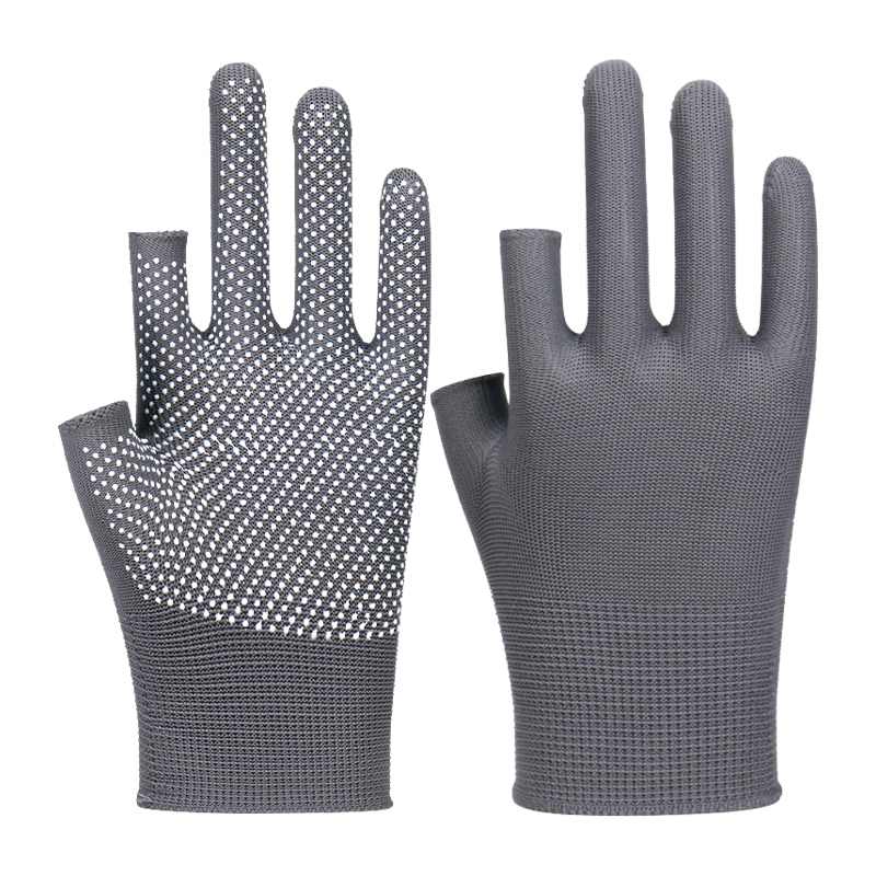 China Manufacture Pvc Dotted Gloves Black Nylon Glove With White Pvc Dot for Safety Working