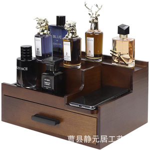 Wooden Perfume Storage Box 3 Layers <b>With</b> <b>Drawer</b> Desktop Organizer For Jewelry And Cosmetics - Product Image 3
