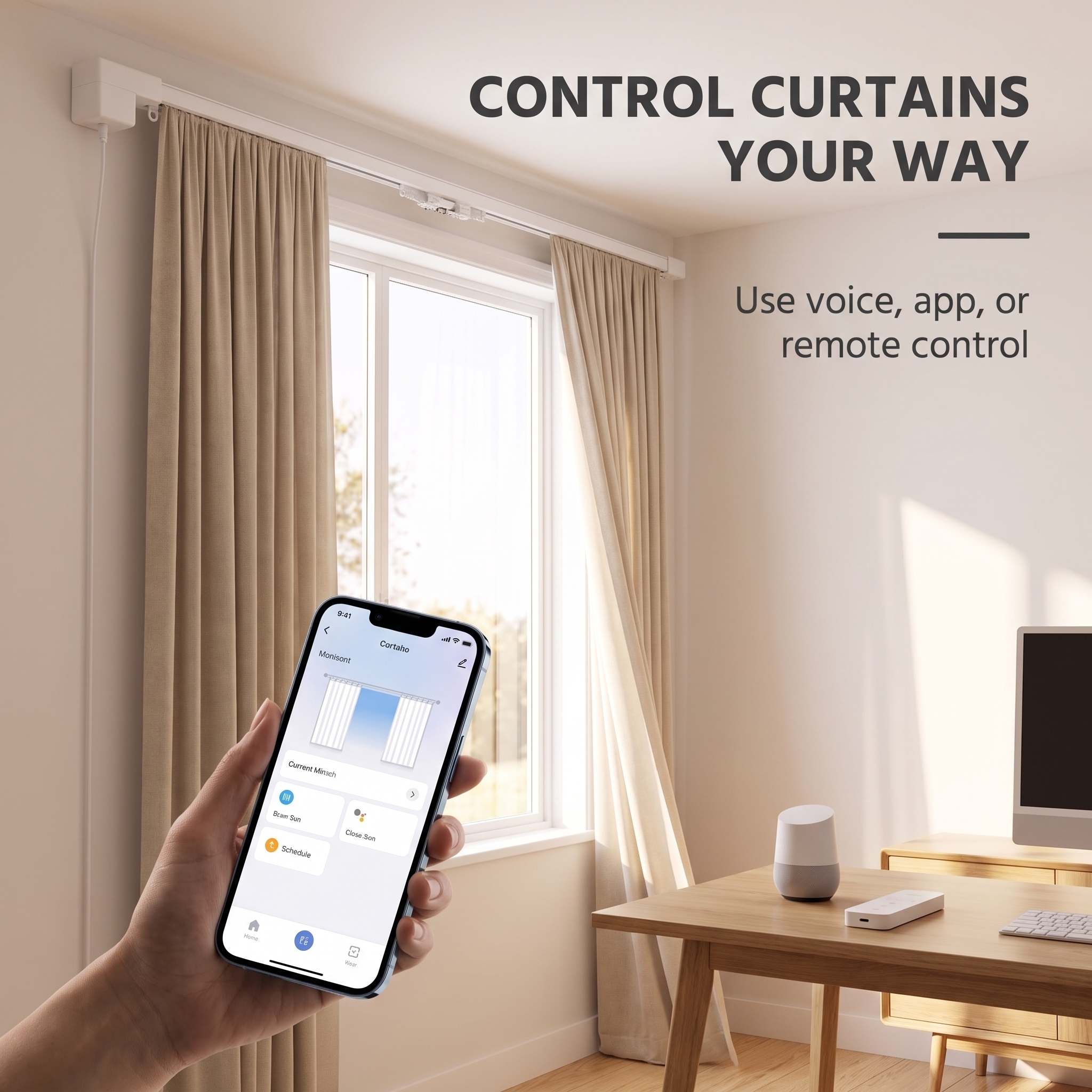 Minisoul Modern Smart Curtain Track Motorized Rail WiFi Remote App Control Quiet Under 45dB Holds Up To 66 Lbs For Living Room · image 10