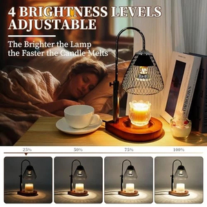 เครื่องอุ่นเทียนไฟฟ้า LANJO เครื่องหอมอโรมา เป็นมิตรกับสิ่งแวดล้อม โคมไฟตาข่ายโลหะพิมพ์ลายดิจิทัล กระจกฝ้า ตกแต่งบ้านสำหรับวางบนโต๊ะ - Product Image 6