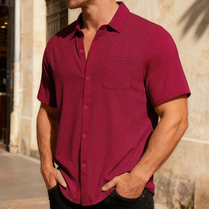 Camisa Casual de Manga Corta para Hombre, Personalizada, Transpirable, Duradera, con Cuello Camisero, Jacquard con Cuentas, de Poliéster, Lavable a Máquina - Product Image 3
