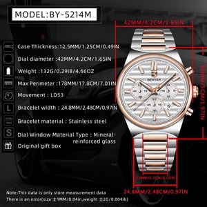 BENYAR New Honeycomb Dial Luxury Sport Fashion Men's Quartz Watch Alloy 30ATM Waterproof Stainless Steel Multifunctional - Product Image 2