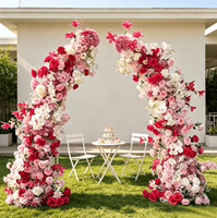 Arche de fleurs artificielles réalistes en forme de rose pour la décoration d'entrée de mariage en extérieur, style naturel