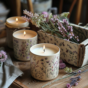 Britischer Stil Blumenmuster Keramikgefäß Natürliches Sojawachs Wohnungsdekoration Romantische Duftkerze für Valentinstag-Geschenk - Product Image 2