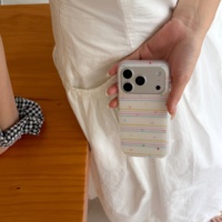 NOUVELLE Coque de téléphone IMD mate à rayures colorées et étoiles pour iPhone 18 Pro Max 17 Pro 16 15 14 13 – Housse de protection tendance pour filles