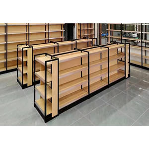 עץ פלדה מדפי סופרמרקט מדפי אחסון מעץ גונדולה מדפי סופרמרקט - Product Image 6