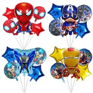 सुपर हीरो बच्चों के बच्चों को खुश जन्मदिन की पार्टी सजावट की आपूर्ति एल्यूमीनियम पन्नी गुब्बारा सेट