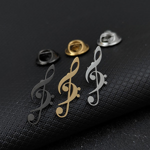 Muzieknoot reversspeldjes broches zwart-wit voorraad bulk geen minimum metaal zacht emaille pin - Product Image 1