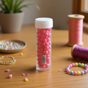 Perline Ilan Abalorio 6Cm Macaron Rosa Scuro per Creazione di Gioielli, 12 Pezzi per Tubo - Product Image 2