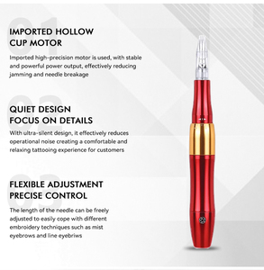 Máy xăm kim bằng thép không gỉ tùy chỉnh, hành trình kim điều chỉnh được, súng điện vi chạm, bút trang điểm vĩnh viễn, máy PMU - Product Image 4