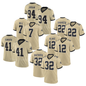 Maillot de football personnalisable pour homme de la Nouvelle-<span class=keywords><strong>Orléans</strong></span>, vente en gros, 41 Alvin Kamara, 12 Chris Olave, 32 Tyrann Mathieu, court, édition limitée, cousu - Product Image 1