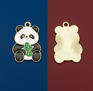 Accesorios de Joyería de Aleación de Bambú con Esmalte, Estilo Chino, con Diseño de Panda, para Fabricación de Pendientes y Llaveros Hechos a Mano, Personalización al por Mayor - Product Image 2