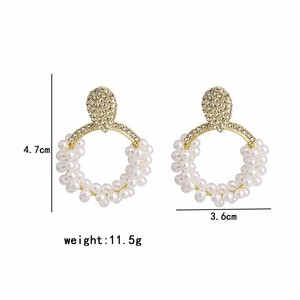 ต่างหูไข่มุกบาร็อคเข็มสีเงิน S925ต่างหูไข่มุกทรงกลมขนาดใหญ่ประดับพลอยเทียมคริสตัลแวววาวขนาด7เม็ด - Product Image 2