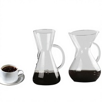Verseuse à café en verre et acier inoxydable avec poignée, graduée, 600 ml et 800 ml, pour service et préparation par infusion (pour-over) – Fournisseur Fabricant
