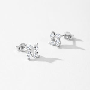 Boucles d'oreilles personnalisables en cuivre, version minimaliste en argent sterling S925 avec zircone taille marquise - Exclusives pour femmes - Product Image 4