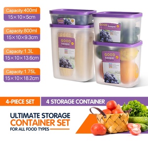 Zhanggong Nhà Máy Bán Buôn 4Pcs Pp + Pe Kín Nhựa Nhà Bếp Ngũ Cốc Thực Phẩm Lưu Trữ <span class=keywords><strong>Container</strong></span> Bộ Cho Phòng Ăn Tổ Chức - Product Image 2