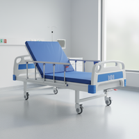 Lit d'hôpital manuel à deux fonctions, lit médical pour soins à domicile avec barre latérale, table de lit et support pour perfusion