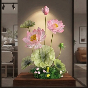 <span class=keywords><strong>Flores</strong></span> de Loto Gigantes Hechas a Mano con Organza, Adornos Florales Grandes para Bodas, Decoración de Escaparates, Fondos para Fotografía y Paredes - Product Image 1