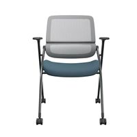 Chaise de formation moderne, directement de l'usine, chaise de bureau confortable à dossier en maille avec accoudoirs fixes pour salles de réunion et de formation