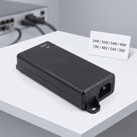 Adaptateur d'alimentation PoE certifié CE CB UL 24W 35W 54W 90W 19V 48V 54V 56V Injecteur PoE IEEE 802.3at pour terminaux POS Caméras IP