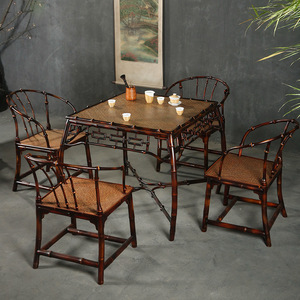 Chinese Style Lacquered <b>Bamboo</b> Tea <b>Table</b> And Chair Set Square Durable Home Tea Room Furniture Qiong <b>Bamboo</b> Guizhou Origin - Product Image 2