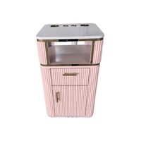 Mobilier de salon de beauté moderne avec dépoussiéreur, ensemble table et chaise de manucure en bois rose, table à ongles individuelle de luxe pour centre commercial
