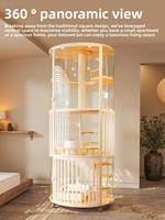 Cage pour chat de luxe extra-large Realm Castle Sky panoramique à 360 degrés en acier, 4ème étage, tout-en-un, avec lit et espace de présentation pour plusieurs chats