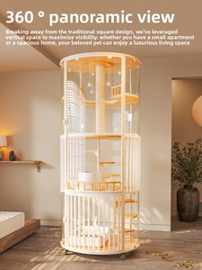 Cage pour chat <span class=keywords><strong>de</strong></span> luxe extra-large Realm Castle Sky panoramique à 360 degrés en acier, 4ème étage, tout-en-un, avec <span class=keywords><strong>lit</strong></span> et espace <span class=keywords><strong>de</strong></span> présentation pour plusieurs chats - Product Image 3