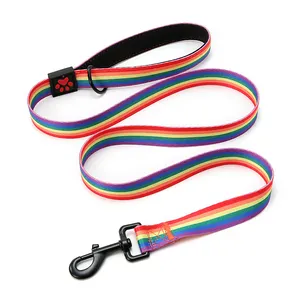 Neopreen Dierbenodigdheden Hond Accessoires Leash Stof Training Custom Fabrikanten Designer Rainbow Bulk Kleurrijke Dog Show Riemen