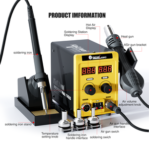 Station de soudage et de pistolet à air chaud numérique 2 en 1 Kailiwei 8589D réglable 700W pour la réparation et la réparation de BGA mobile - Product Image 4