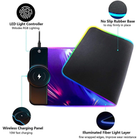 Alas Mouse Gaming Karet RGB 800x300x4mm dengan Pengisi Daya Ponsel Nirkabel Qi Pengisian Cepat untuk IOS Android Penggunaan Kantor Tersedia