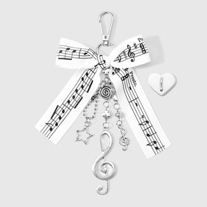 Muziekserie Zwart-wit notenlint strik sleutel gitaar ster sleutelhanger tas hanger beker hanger - Product Image 6