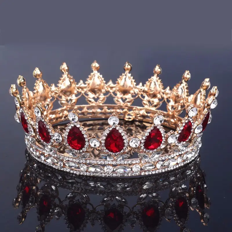 Jachon Vintage Baroque Queen King Bride Tiara Crown For Women Headdress Prom Bridal Wedding Tiaras and Crowns