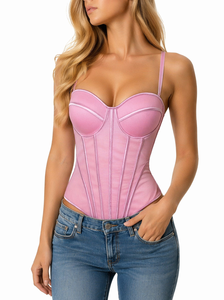 Chuangerm en Stock 2026 Nuevo Top Corto de Fiesta de Malla Transparente con Diseño de Espina de Pescado, Ajuste Delgado, Tirantes y Espalda Descubierta, Corsé para Mujer - Product Image 3