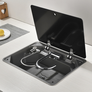 Lavello in Acciaio Inox per <span class=keywords><strong>Camper</strong></span> con Coperchio e Doppio Rubinetto - Set Lavello Salvaspazio Quadrato per Cucina di <span class=keywords><strong>Camper</strong></span> - Product Image 6