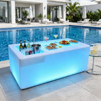 Table de bar LED pour fête en boîte de nuit, table de fête avec seau à glace pour bar, table à cocktails illuminée à 16 couleurs changeantes, ambiance festive