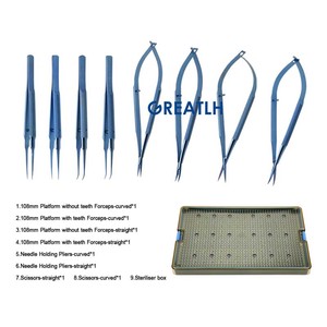 Titan ophthalmic Surgical Instruments Set Nadelhalter <span class=keywords><strong>Scissor</strong></span> Forceps Pinzette mit Sterilisation sbox - Product Image 3